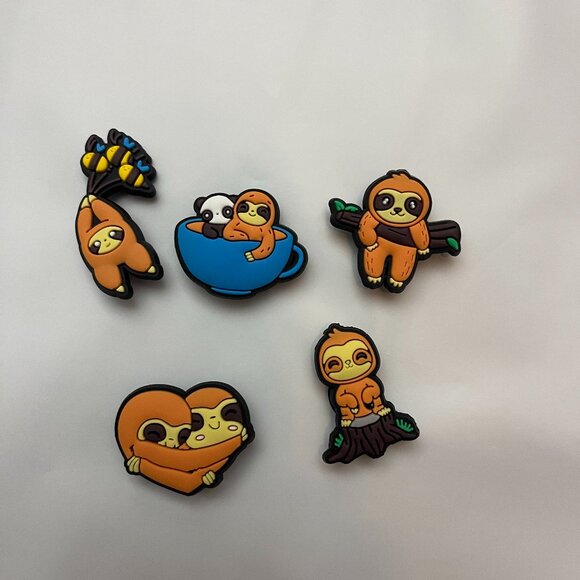 Shoe Charms Sloth - Lot of 5 Sloth Shoes Charms Lot #4 - Picture 1 of 3